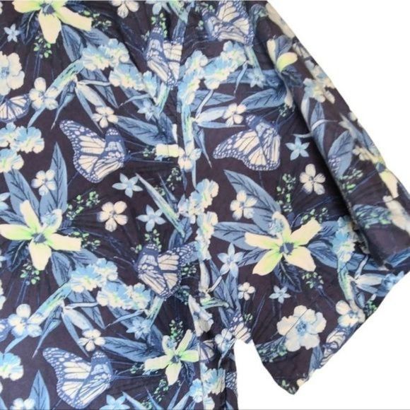 Men's DF Blue Hawaiin Floral Button Down Shirt sz Medium - Picture 4 of 6